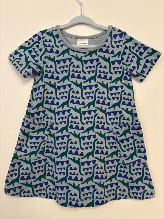 Hanna Andersson Other - Hanna Andersson Short Sleeve Toddler Dress with Blue and Green Dino Print